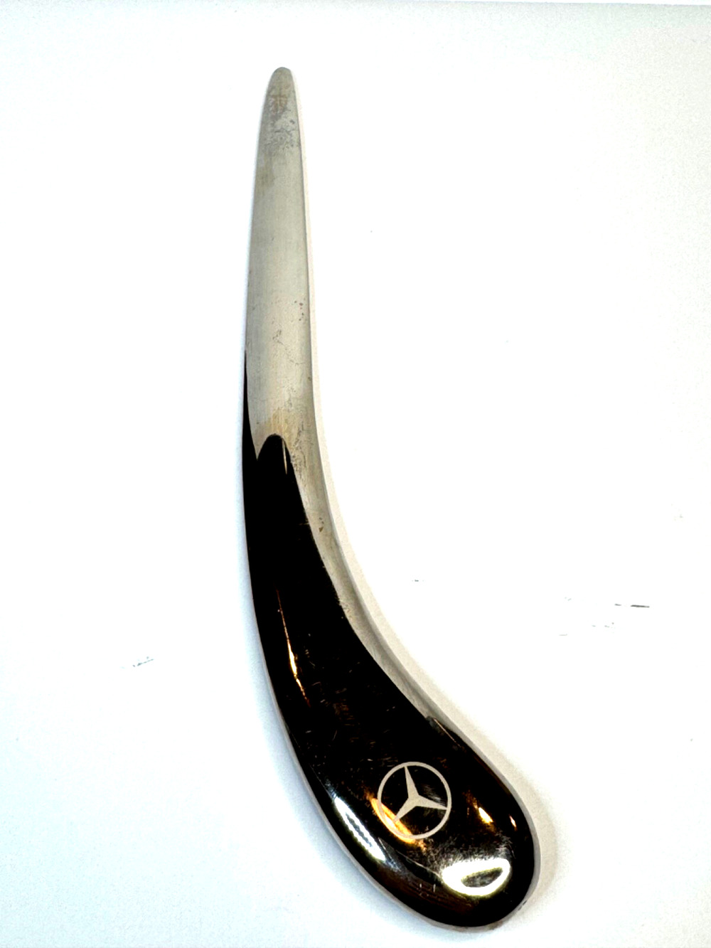 UNIQUE Curved Chrome Letter Opener with Mercedes Emblem Transfer 8.75"